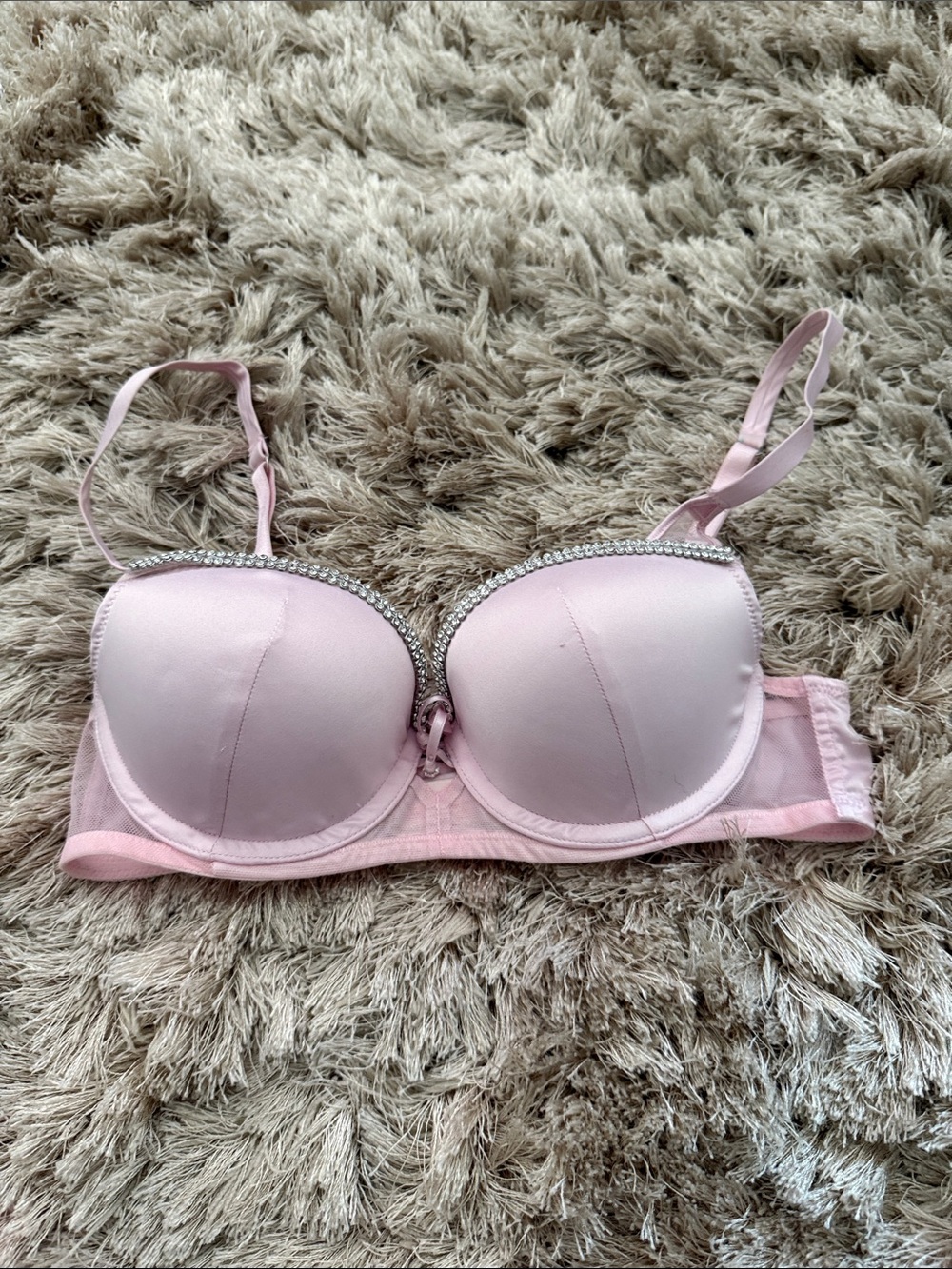 Victoria's Secret Light Pink Padded Bra with Rhinestone Accent